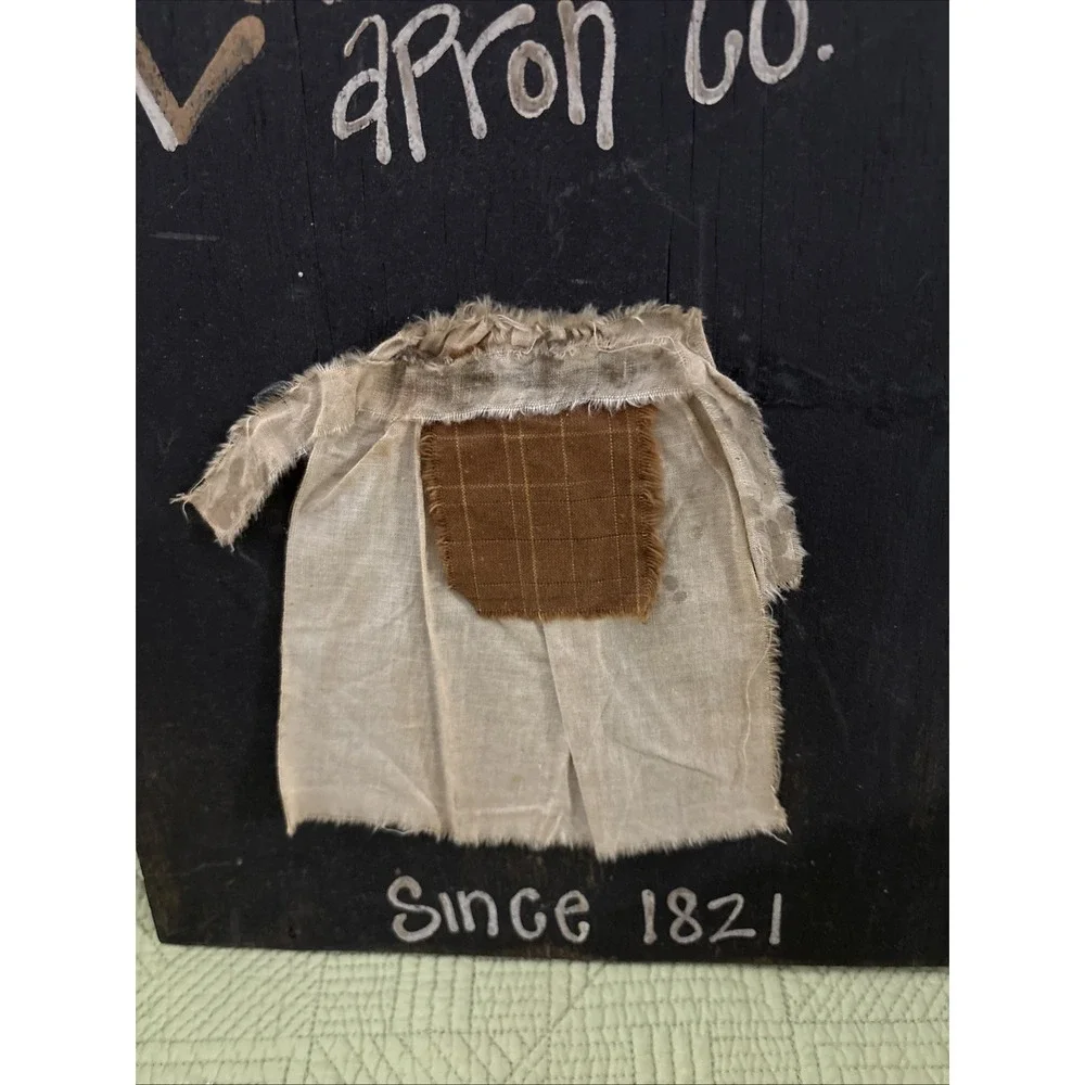 Primitive Folk Art Ole Prairie Apron Co Wood Wall Sign 16